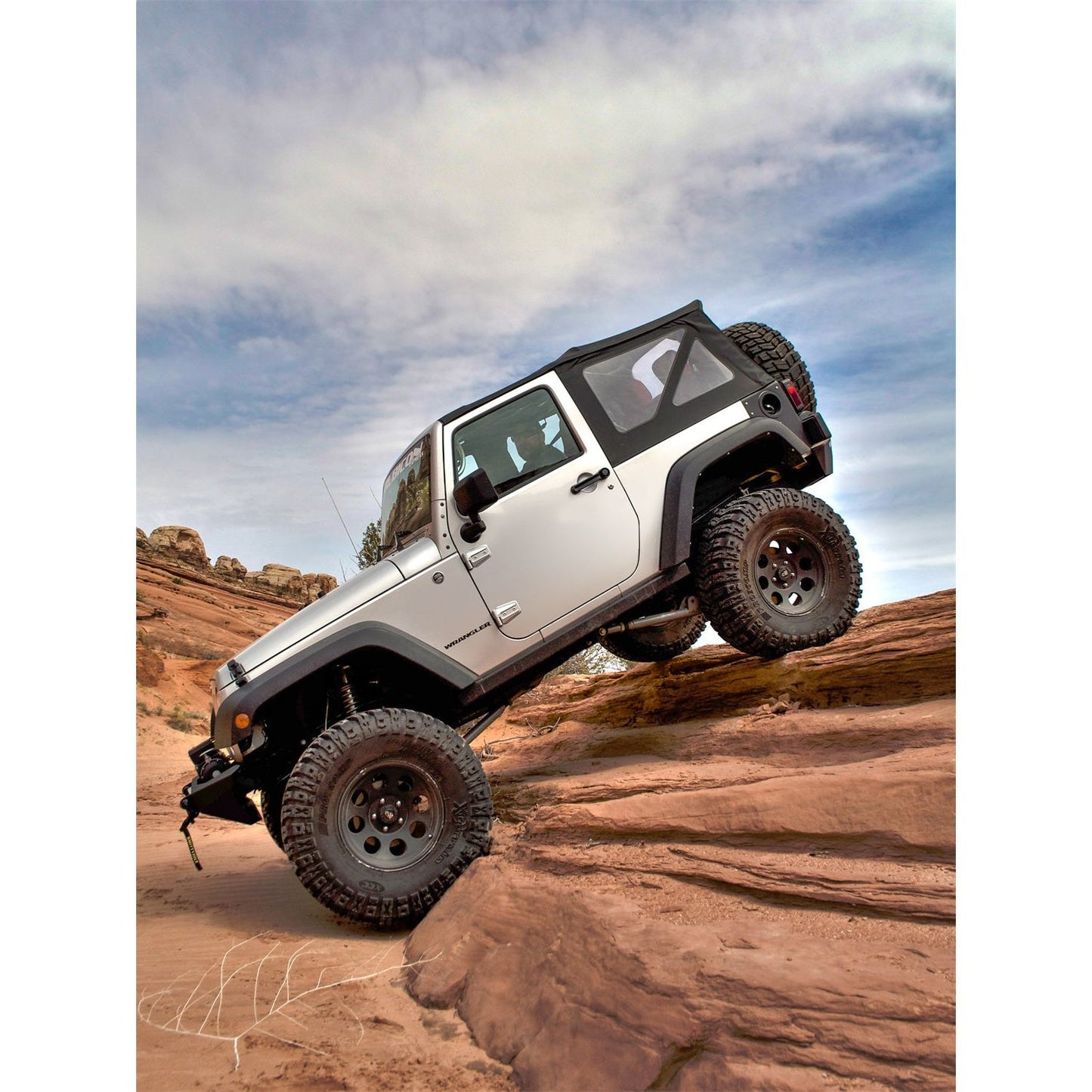 Smittybilt Replacement Soft Top Incl. 2 Front Replacement Upper Door Skins w/Tinted Windows Black Diamond I 9070235