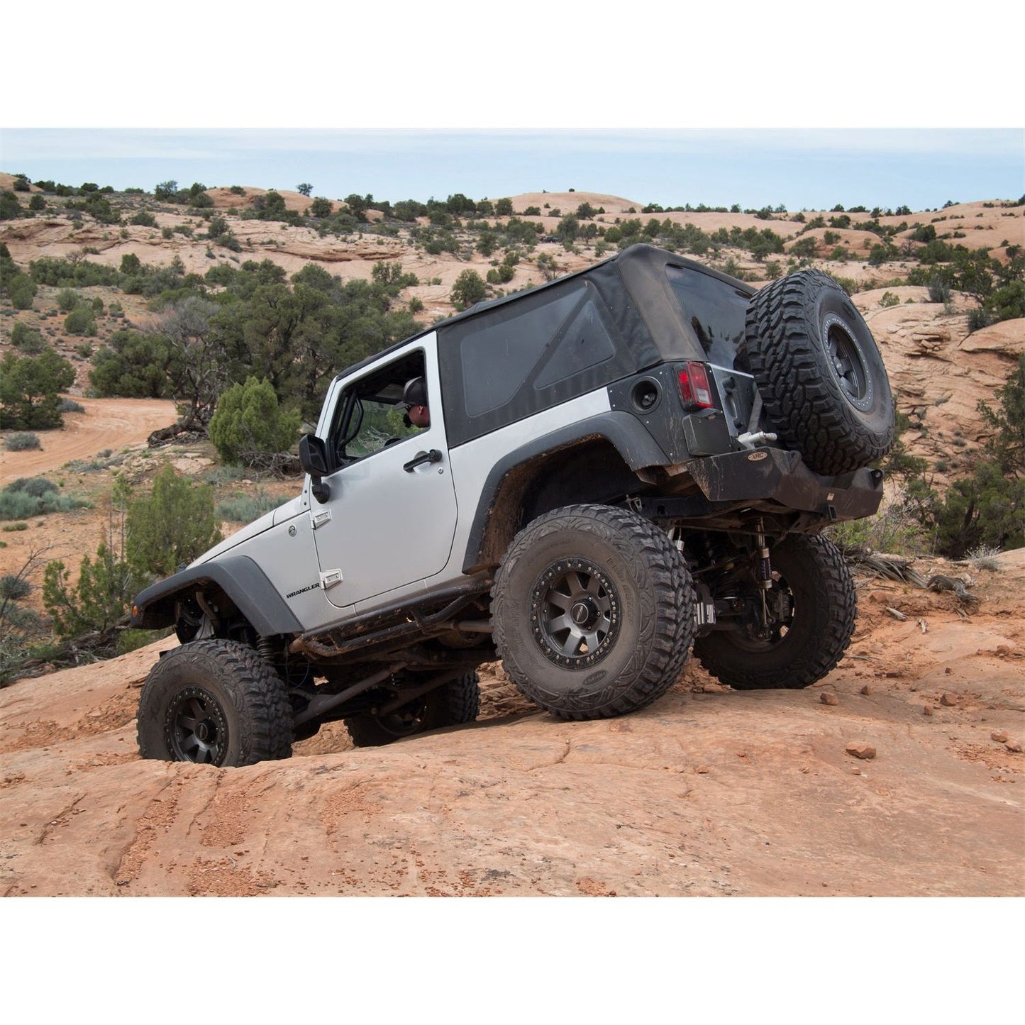 Smittybilt Replacement Soft Top Incl. 2 Front Replacement Upper Door Skins w/Tinted Windows Black Diamond I 9070235