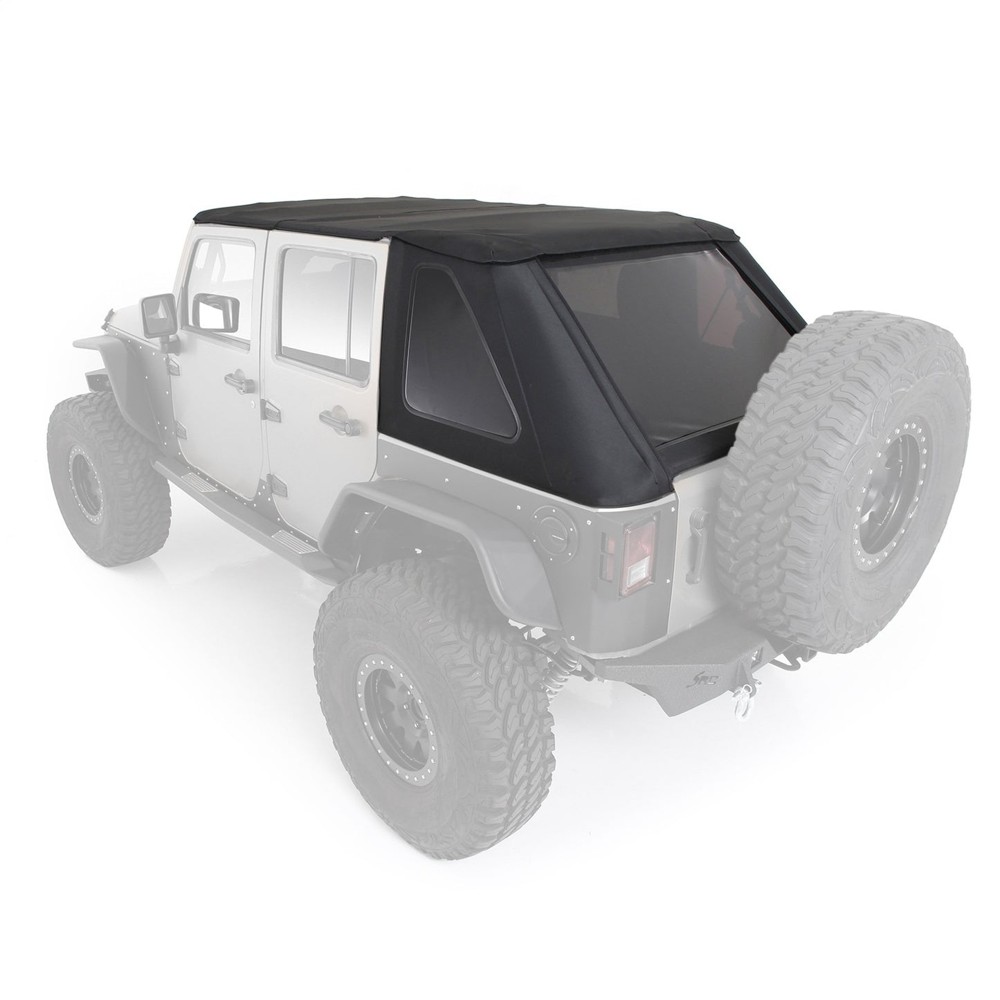 Smittybilt Bowless Combo Top w/Tinted Windows Marine Grade Durable Vinyl Coated Soft Top OEM Diamond Style Fabric 30ml DOT Tinted Glass Black I 9083235