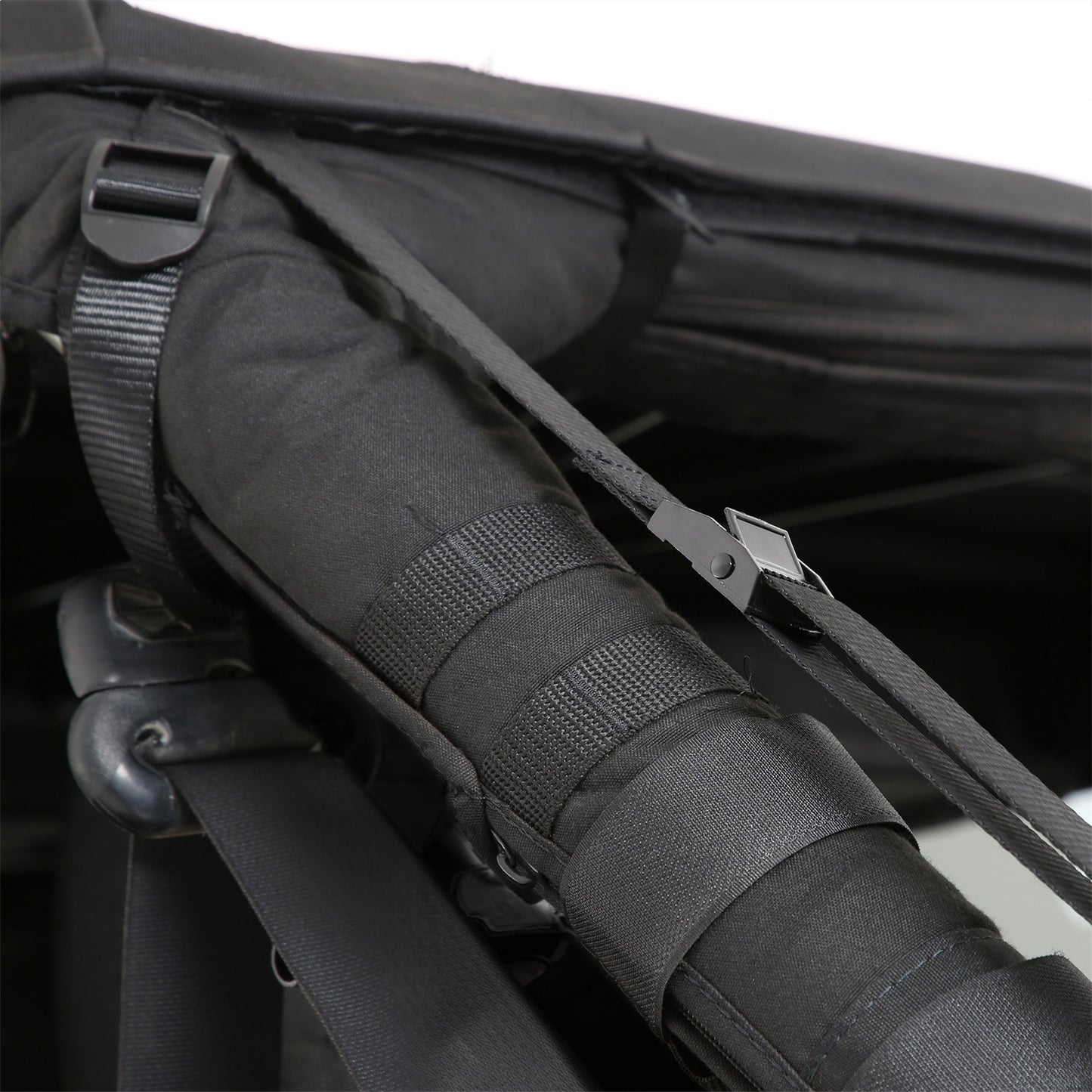 Smittybilt Bowless Combo Top w/Tinted Windows Marine Grade Durable Vinyl Coated Soft Top OEM Diamond Style Fabric 30ml DOT Tinted Glass Black I 9083235