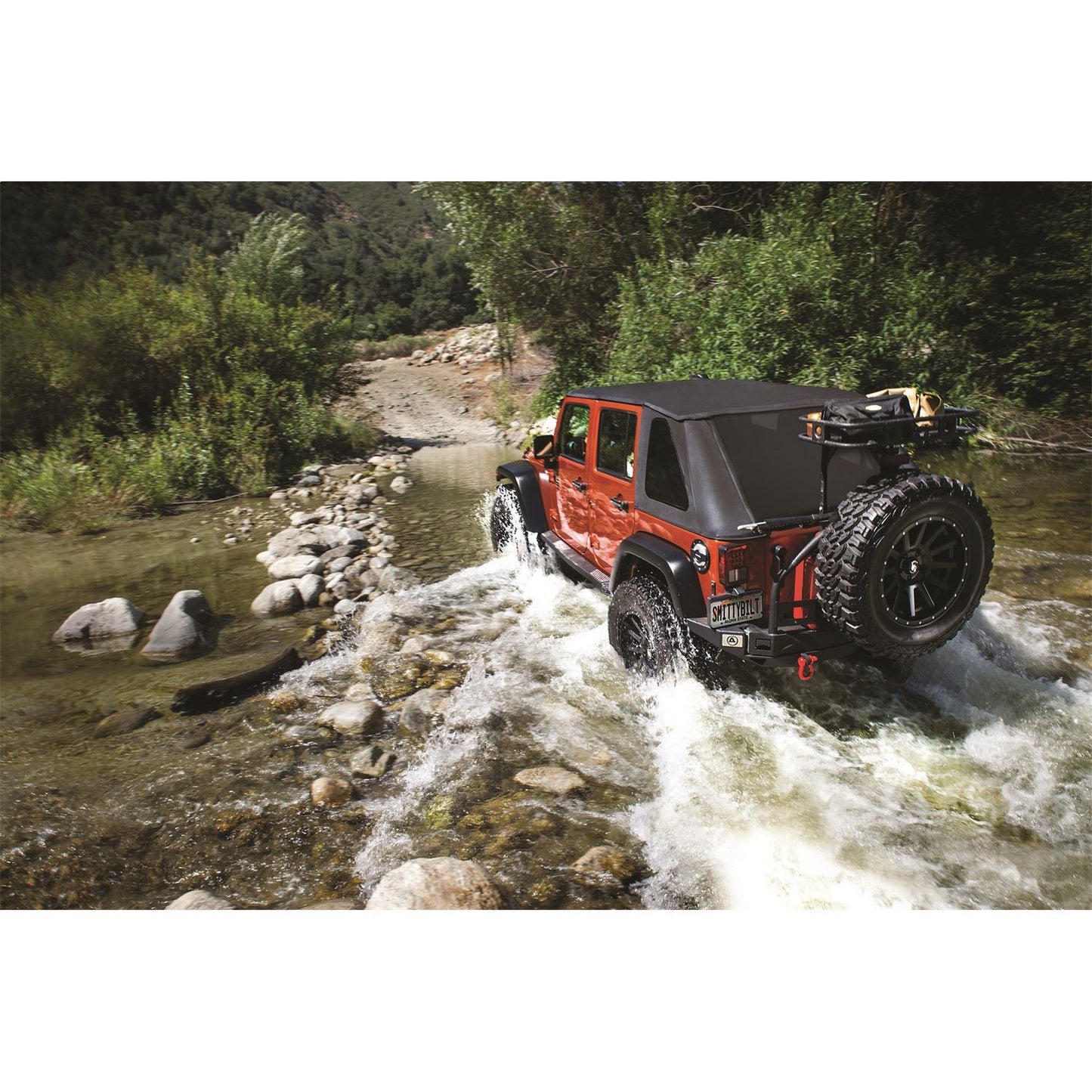 Smittybilt Bowless Combo Top w/Tinted Windows Marine Grade Durable Vinyl Coated Soft Top OEM Diamond Style Fabric 30ml DOT Tinted Glass Black I 9083235