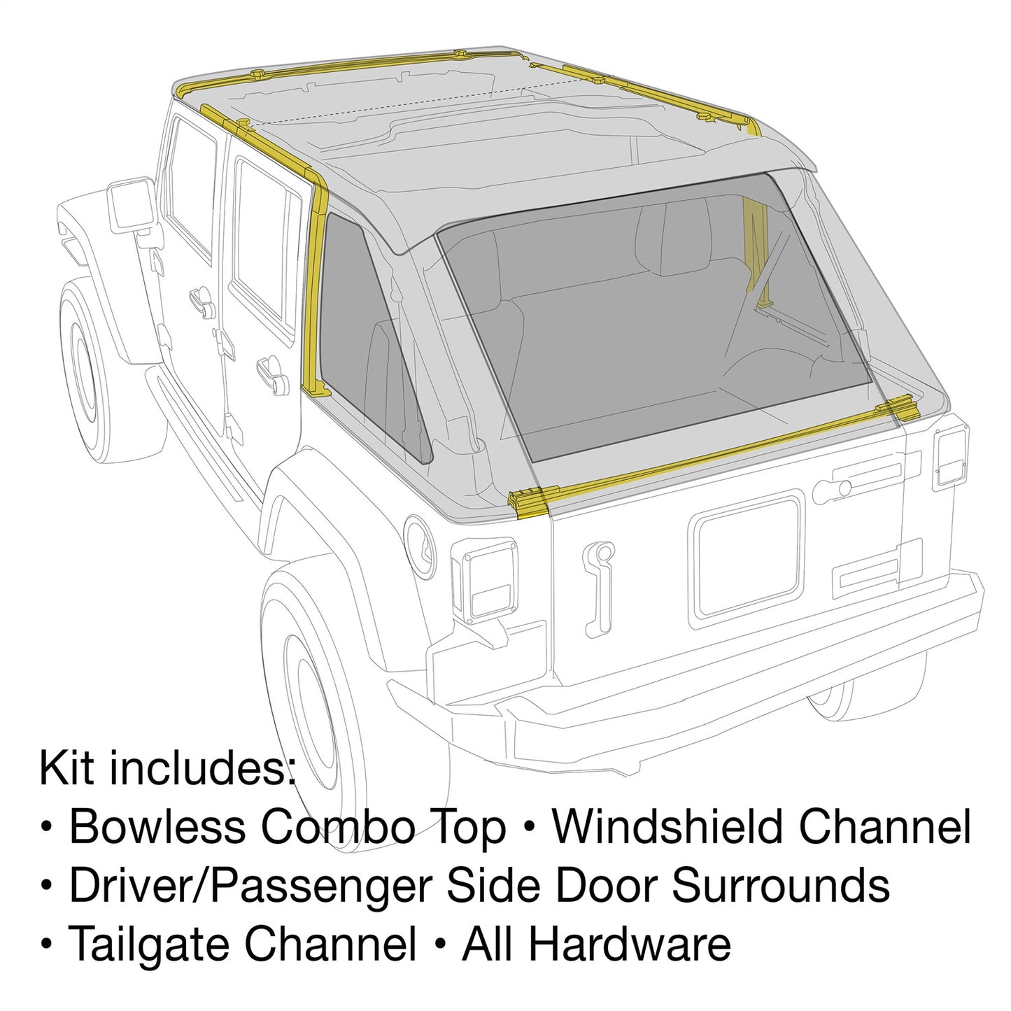 Smittybilt Bowless Combo Top w/Tinted Windows w/Tint Protek I 9087135K