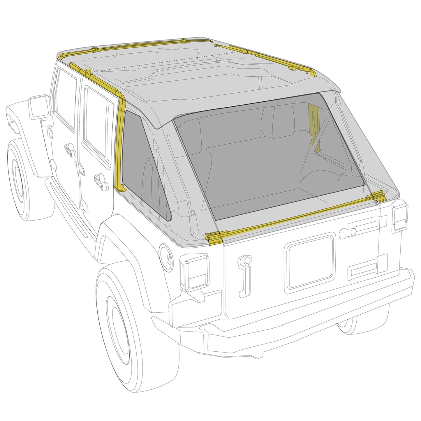 Smittybilt Bowless Combo Top w/Tinted Windows w/Tint Protek I 9087135K
