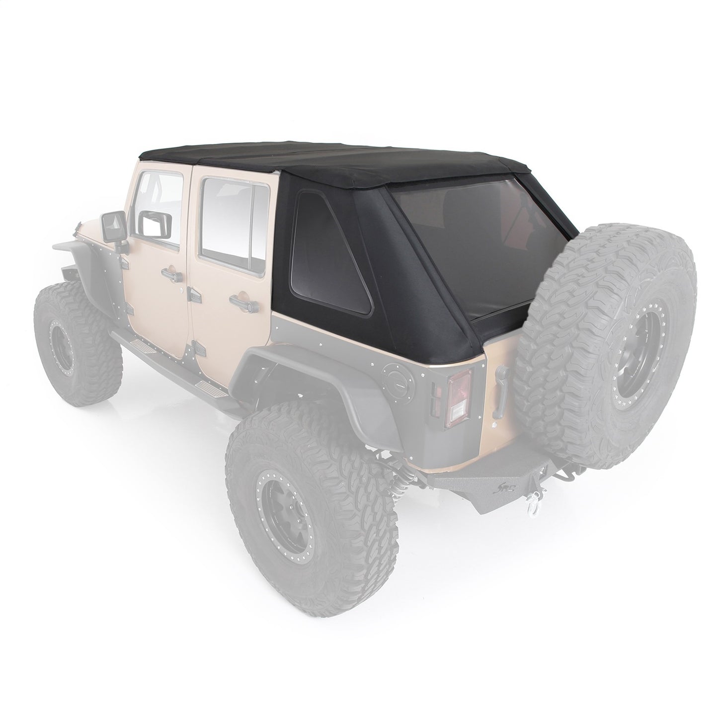 Smittybilt Bowless Combo Top w/Tinted Windows ProT3K Triple Layered Marine Grade Durable Vinyl Coated Soft Top OEM Diamond Style Fabric 30ml DOT Tinted Glass Black I 9087235