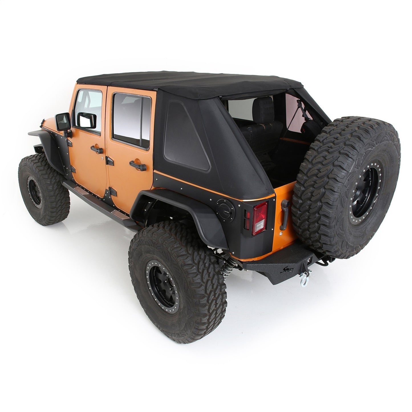 Smittybilt Bowless Combo Top w/Tinted Windows ProT3K Triple Layered Marine Grade Durable Vinyl Coated Soft Top OEM Diamond Style Fabric 30ml DOT Tinted Glass Black I 9087235