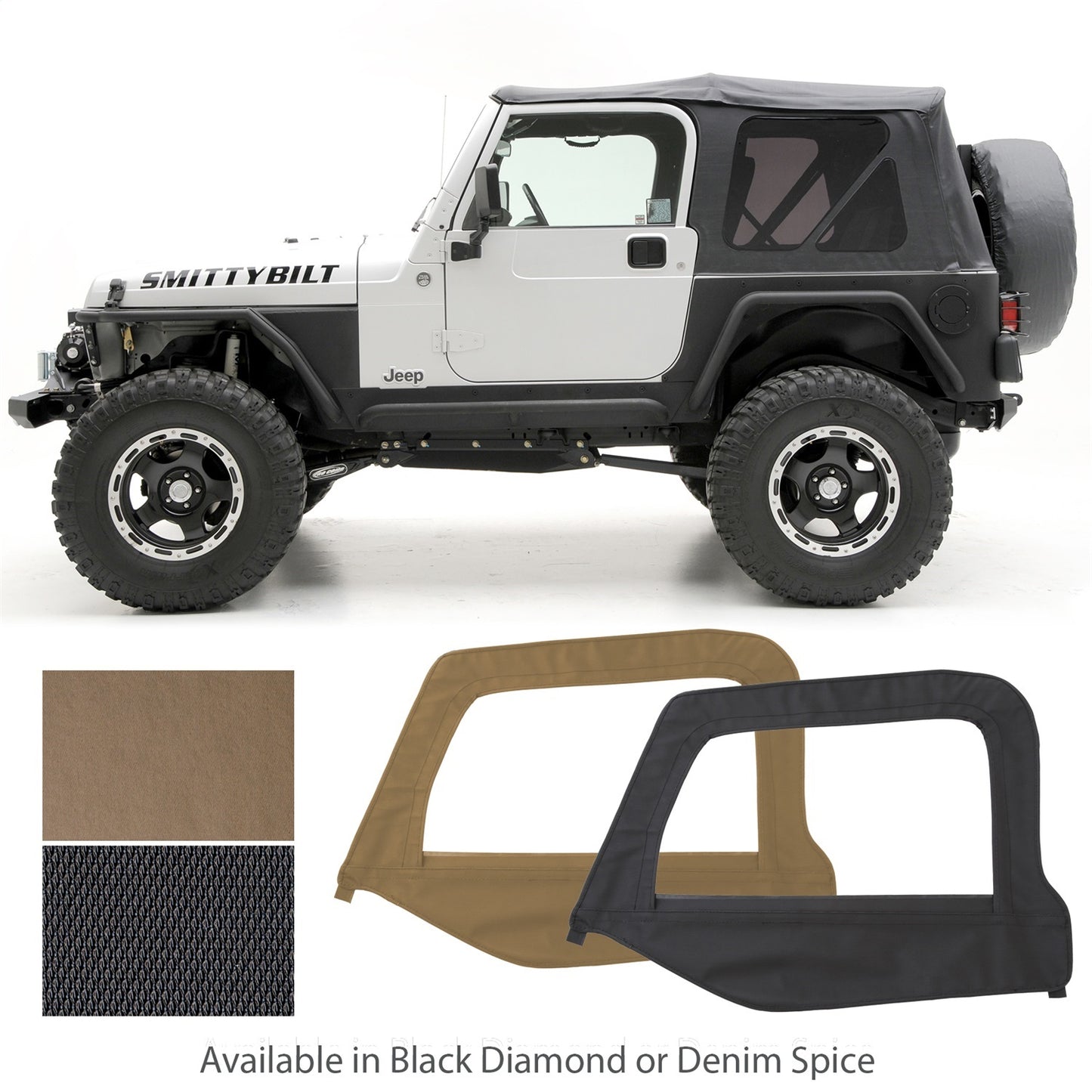 Smittybilt Replacement Soft Top Spice Incl. 2 Front Replacement Upper Door Skins w/Tinted Windows I 9970217