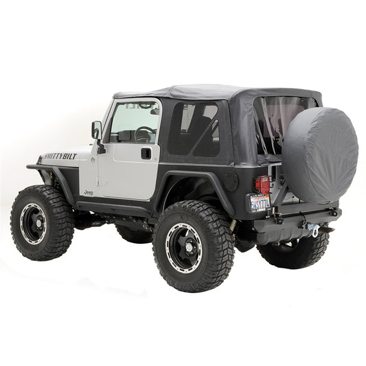 Smittybilt Replacement Soft Top Black Diamond Incl. 2 Front Replacement Upper Door Skins w/Tinted Windows I 9970235