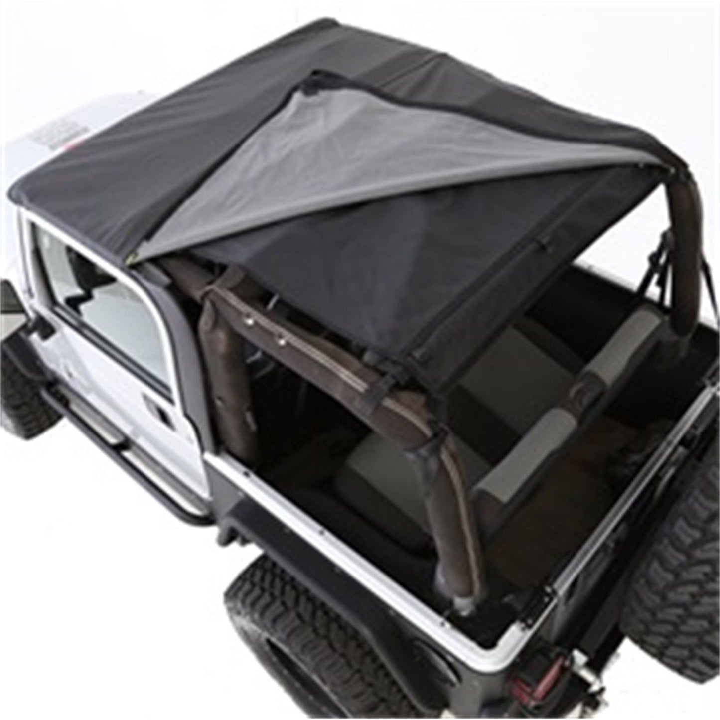 Smittybilt Bowless Combo Top w/Tinted Windows Marine Grade Durable Vinyl Coated Soft Top OEM Diamond Style Fabric 30ml DOT Tinted Glass Black I 9973235