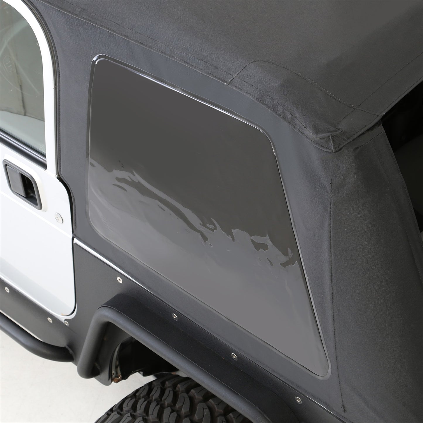 Smittybilt Bowless Combo Top w/Tinted Windows Marine Grade Durable Vinyl Coated Soft Top OEM Diamond Style Fabric 30ml DOT Tinted Glass Black I 9973235