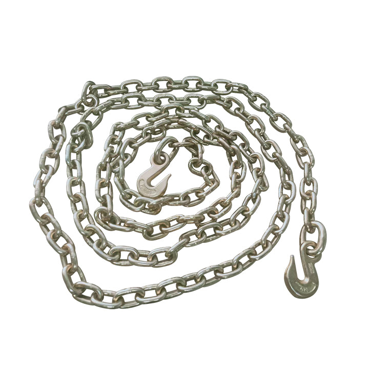 ENTHUZE| 3/8 In. X 16 Ft Grade 70 Transport Chain, 16' W/ 2 Clevis Hooks, 26,400 Lbs Yellow Zinc |ACTENT-470-002