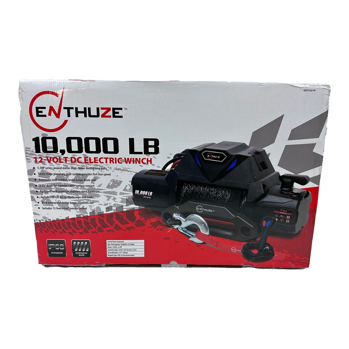 ENTHUZE| 10000 Lb Winch, Synthetic Rope |ACTENT5501P