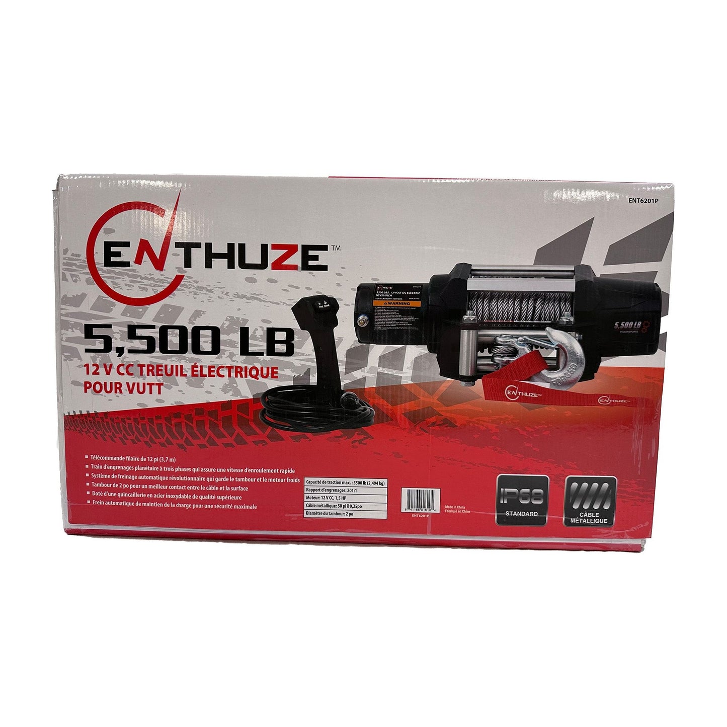 ENTHUZE| 5500Lb Atv/Utv Winch, Steel Rope |ACTENT6201P