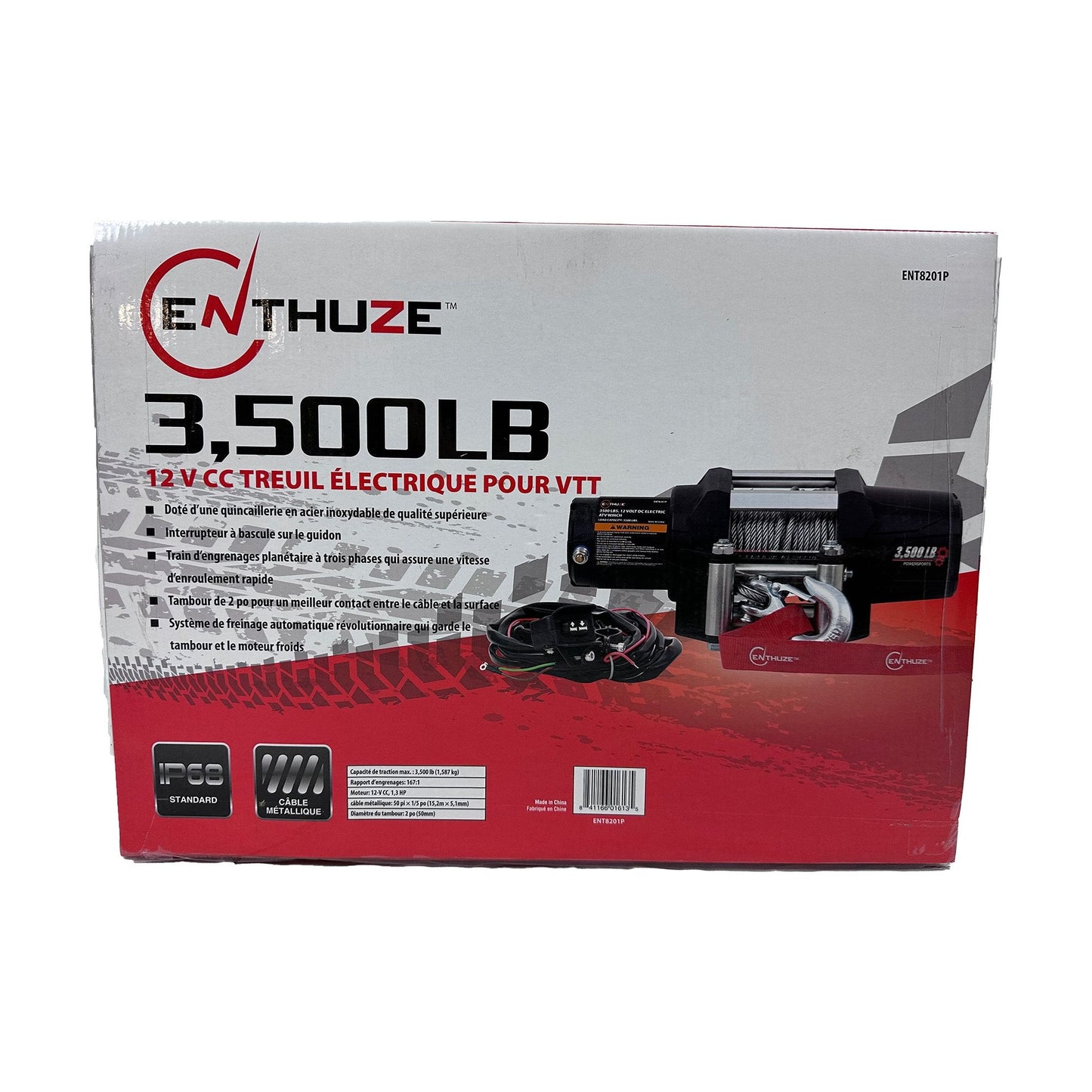 ENTHUZE| 3500Lb Atv/Utv Winch, Steel Rope |ACTENT8201P