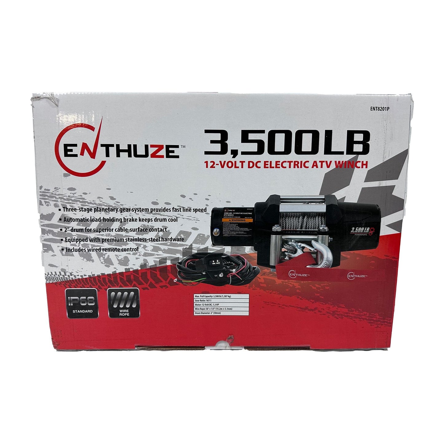 ENTHUZE| 3500Lb Atv/Utv Winch, Steel Rope |ACTENT8201P