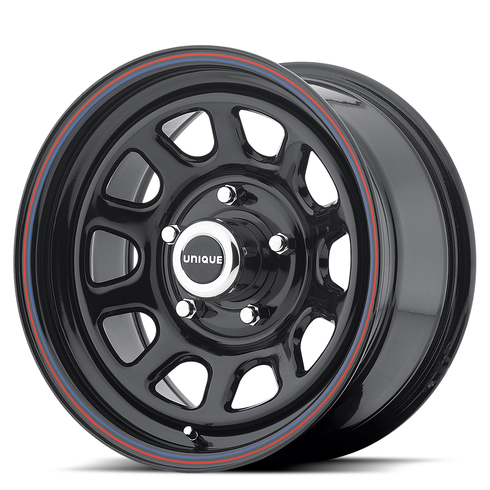 American Racing AR767 GLOSS BLACK STEEL WITH RED AND BLUE STRIPE