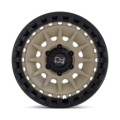 Black Rhino BARRAGE Desert Sand On Matte Black wheel with concave monoblock construction and multi-spoke profile.