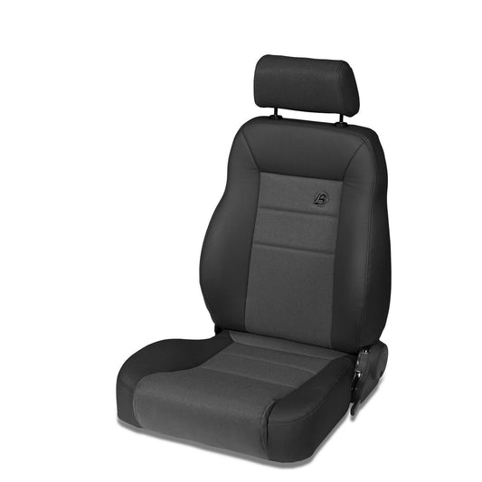 Bestop Trailmax II Pro Seat Black Denim Front High-Back Vinyl w/Center Fabric Insert Premium Bucket Driver Side I 39461-15