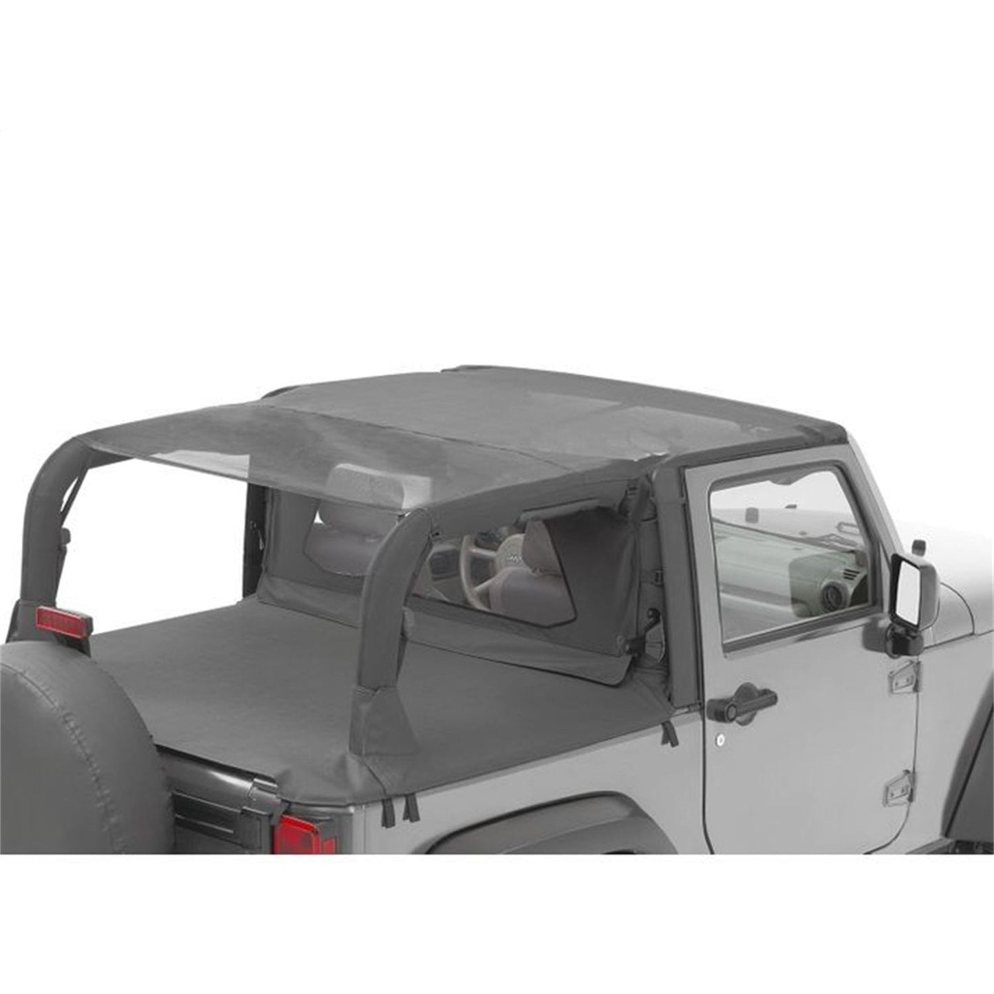 Bestop Header Extended Safari Cable Style Bikini Top Mesh Color-Matched No Drill Header Cable Style Incl. Windshield Channel I 52593-11