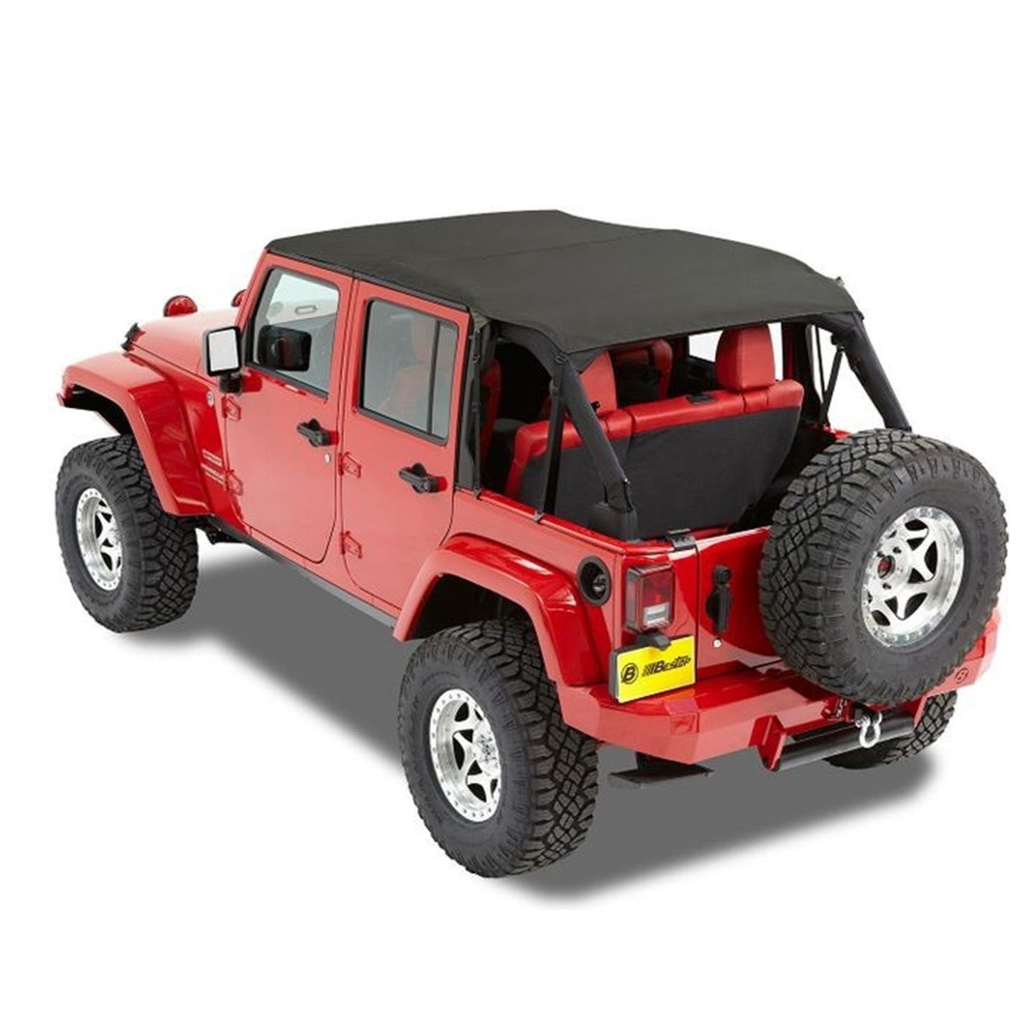 Bestop Header Extended Safari Cable Style Bikiniâ„¢ Top Black Diamond Color-Matched No Drill Header Cable Style Incl. Windshield Channel I 52594-35