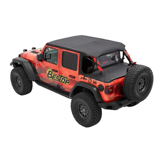 Bestop Header Extended Safari Cable Style Bikiniâ„¢ Top Black Diamond Incl. Windshield Header Requires Soft Top Door Surrounds I 52608-35