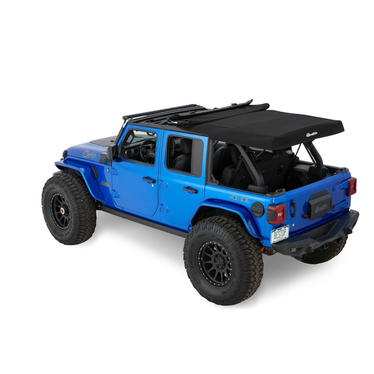 Bestop Supertop Squareback Soft Top Black Twill No Doors Included Tinted Side/Rear Windows I 54726-17