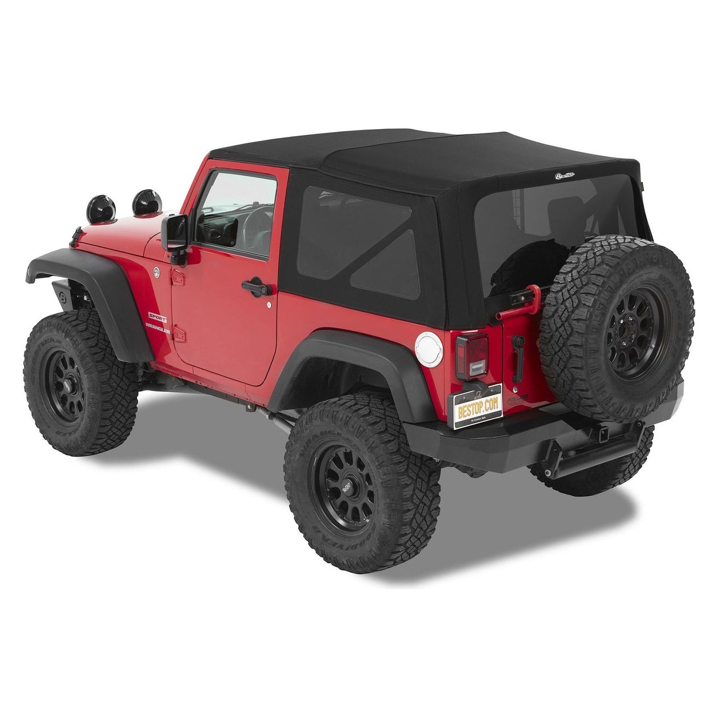 Bestop Supertop Squareback Soft Top Matte Black No Doors Included Tinted Side/Rear Windows I 54822-17