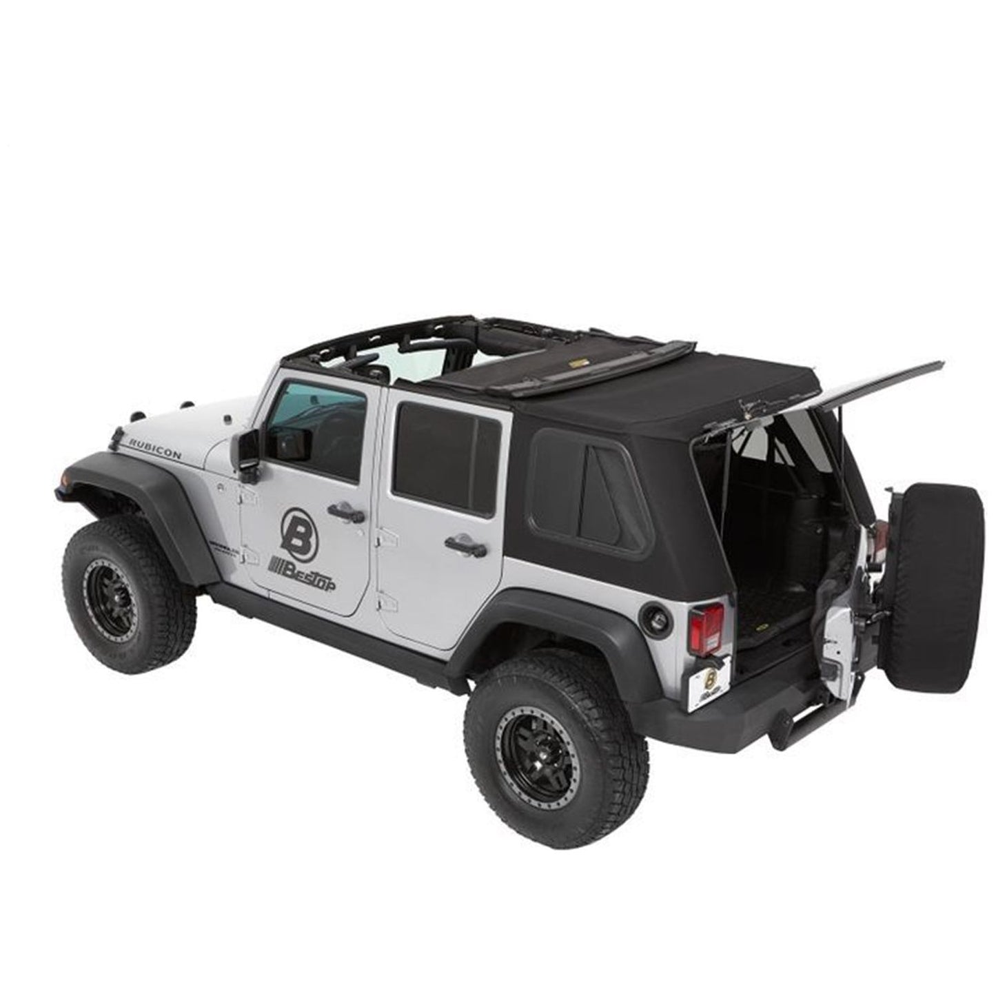 Bestop Trektop Pro Hybrid Slantback Soft Top Matte Black Tinted Sliding Side Panels And Safety Glass Rear Window I 54863-17