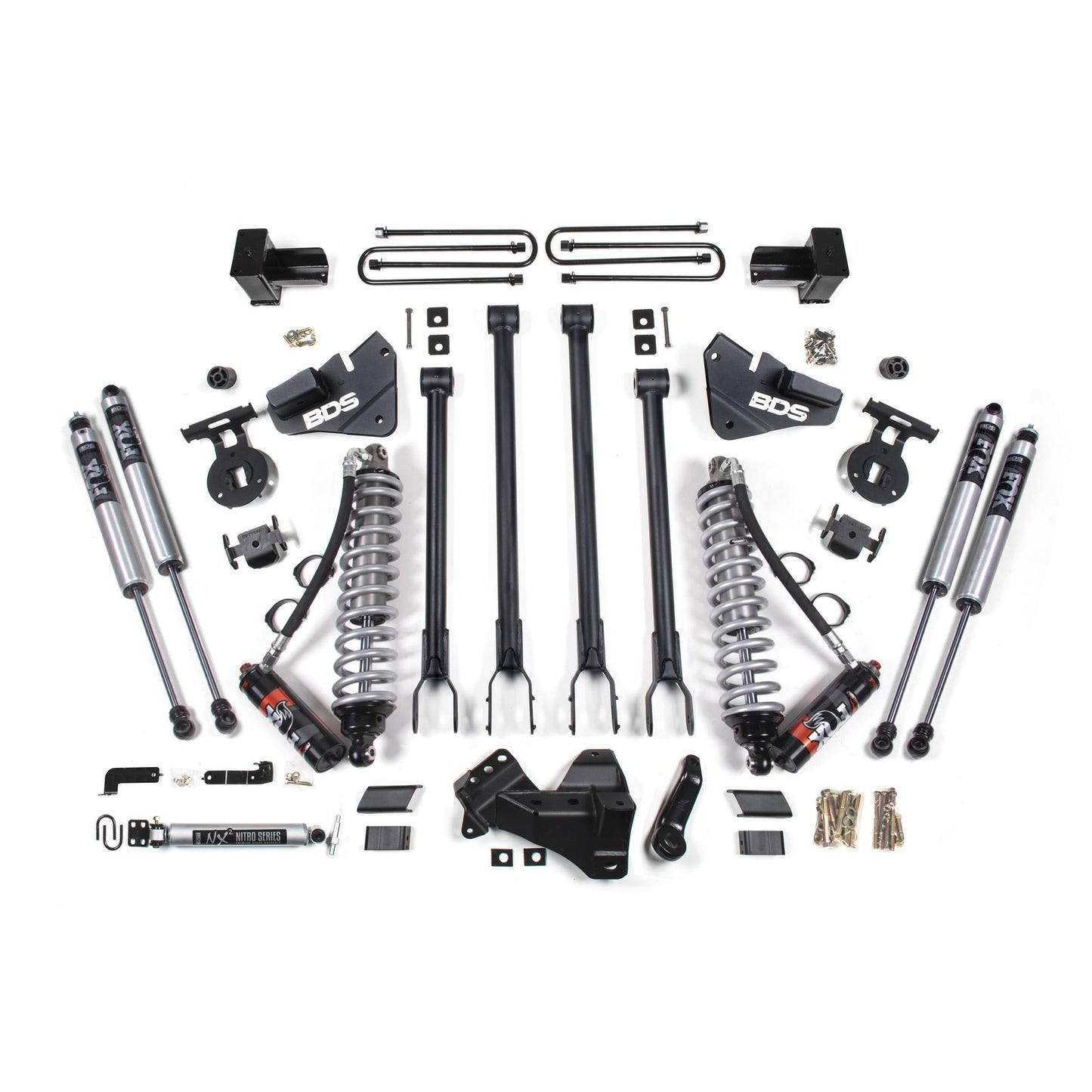 BDS Suspension | 4 Inch Lift Kit w/ 4-Link FOX 2.5 Performance Elite Coil-Over Conversion Ford F350 Super Duty DRW 17-19 4WD Diesel | BDS1577FPE
