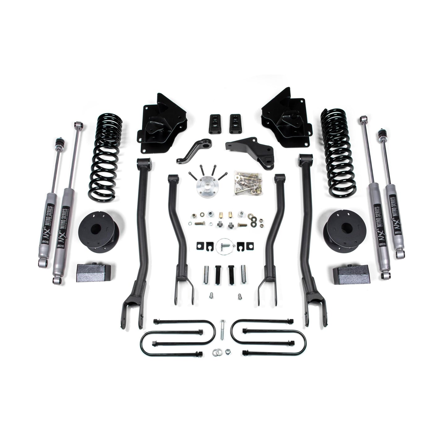 BDS Suspension | 4 Inch Lift Kit w/ 4-Link Ram 3500 w/ Rear Air Ride 13-18 4WD Gas NX2 Nitro Shocks | BDS1646H