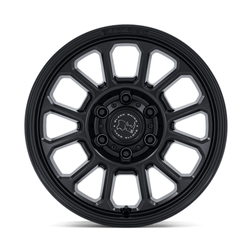 Black Rhino BR033 ALTA Matte Black - an overland wheel with split six-spoke design, durable matte finish, and 17x8 size.