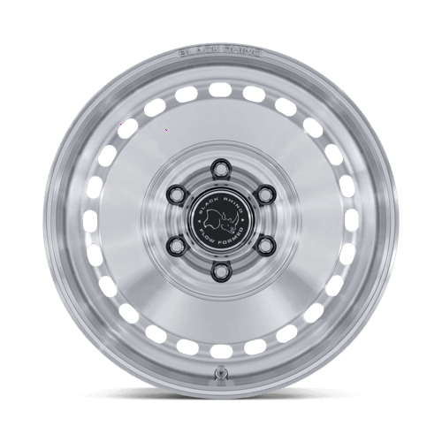 Black Rhino BR036 BASIN Gloss Silver W/ Machined Face wheel with unique design and rally-inspired aesthetics.