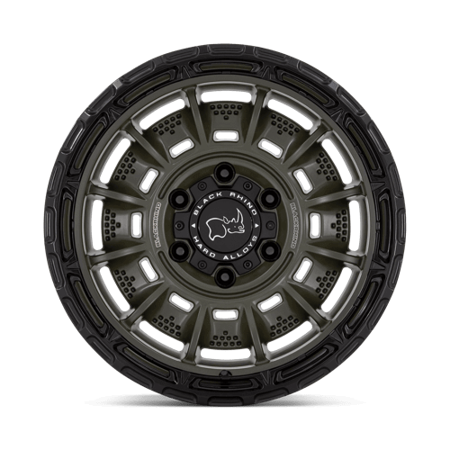 Black Rhino LEGION Olive Drab Green W/ Black Lip wheel with unique geometric detailing and robust construction