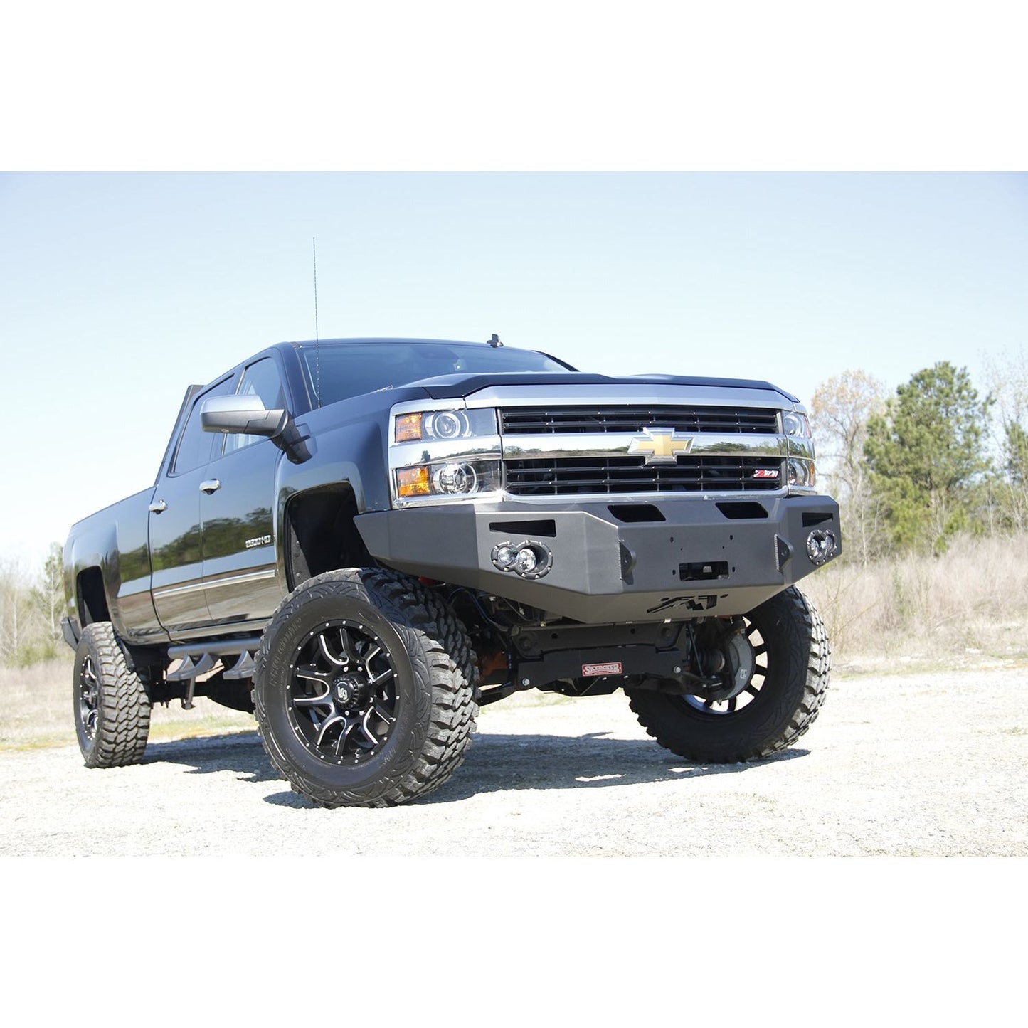 Fab Fours Premium Heavy Duty Winch Front Bumper 2 Stage Black Powder Coated w/o Grill Guard Incl. Fog And Turn Lights Air Ducts D-Ring Mounts l CH14-A3051-1