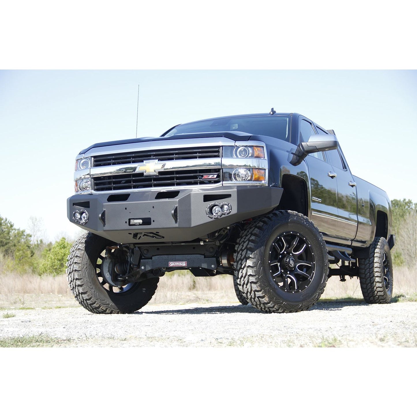 Fab Fours Premium Heavy Duty Winch Front Bumper 2 Stage Black Powder Coated w/o Grill Guard Incl. Fog And Turn Lights Air Ducts D-Ring Mounts l CH14-A3051-1