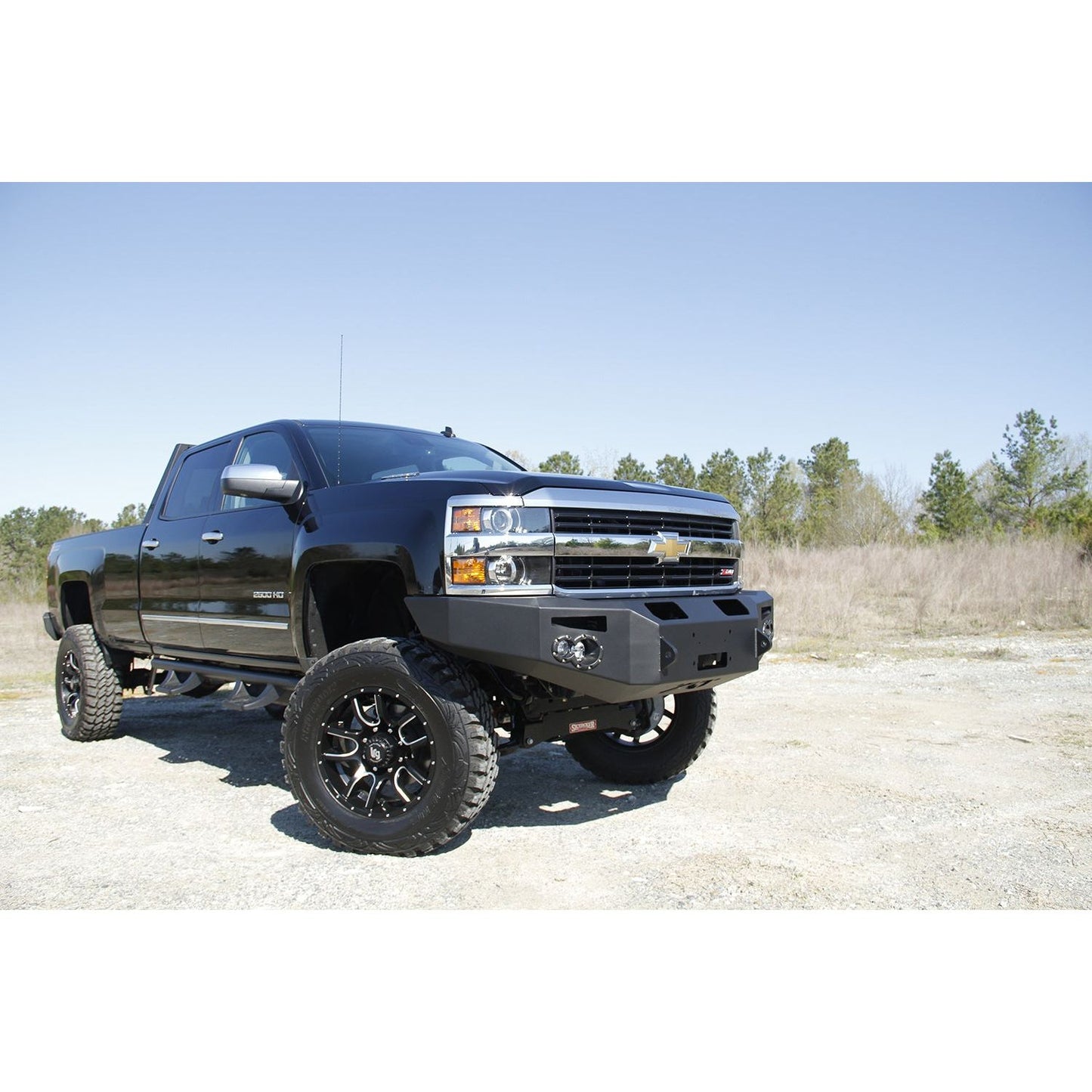 Fab Fours Premium Heavy Duty Winch Front Bumper 2 Stage Black Powder Coated w/o Grill Guard Incl. Fog And Turn Lights Air Ducts D-Ring Mounts l CH14-A3051-1