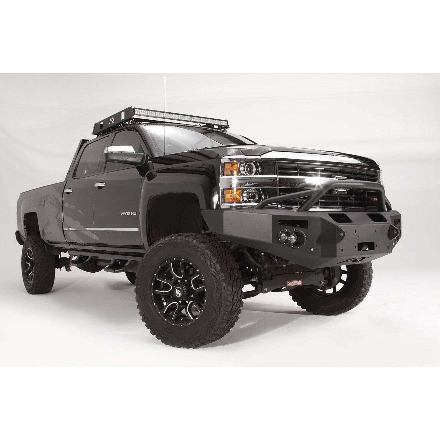 Fab Fours Premium Winch Front Bumper 2 Stage Black Powder Coated w/Pre-Runner Grill Guard w/Sensors l CH14-C3052-1