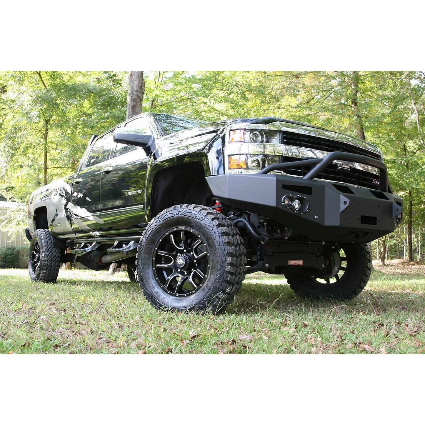 Fab Fours Premium Winch Front Bumper 2 Stage Black Powder Coated w/Pre-Runner Grill Guard w/Sensors l CH14-C3052-1