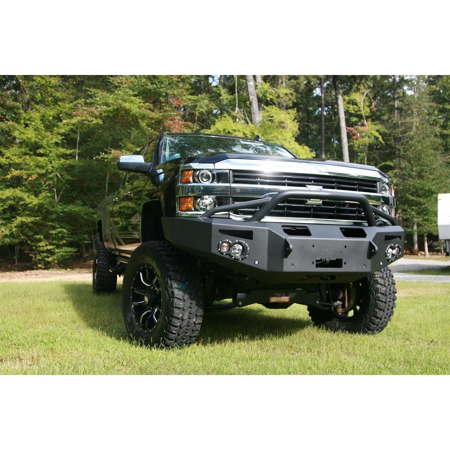 Fab Fours Premium Winch Front Bumper 2 Stage Black Powder Coated w/Pre-Runner Grill Guard w/Sensors l CH14-C3052-1