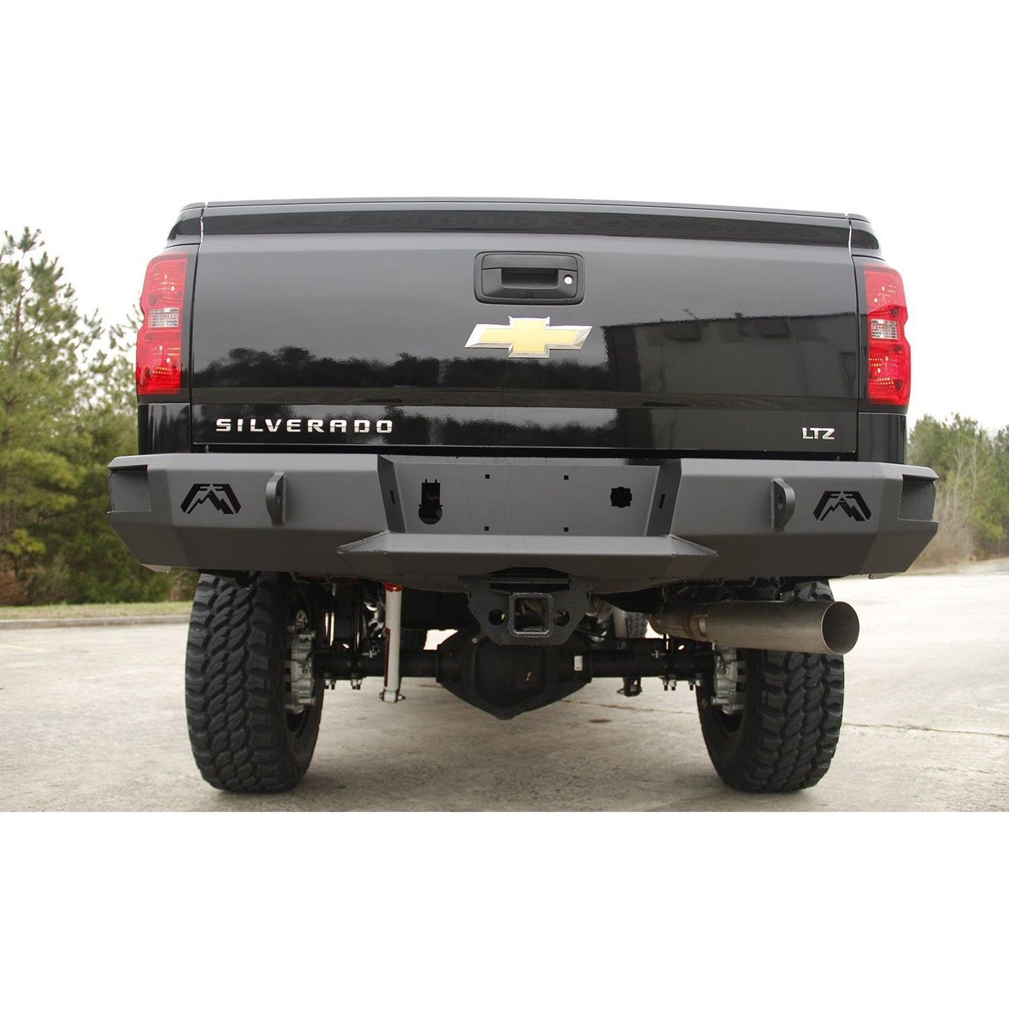 Fab Fours Heavy Duty Rear Bumper 2 Stage Black Powder Coated Incl. 0.75 in. D-Ring Mount l CH14-W3050-1