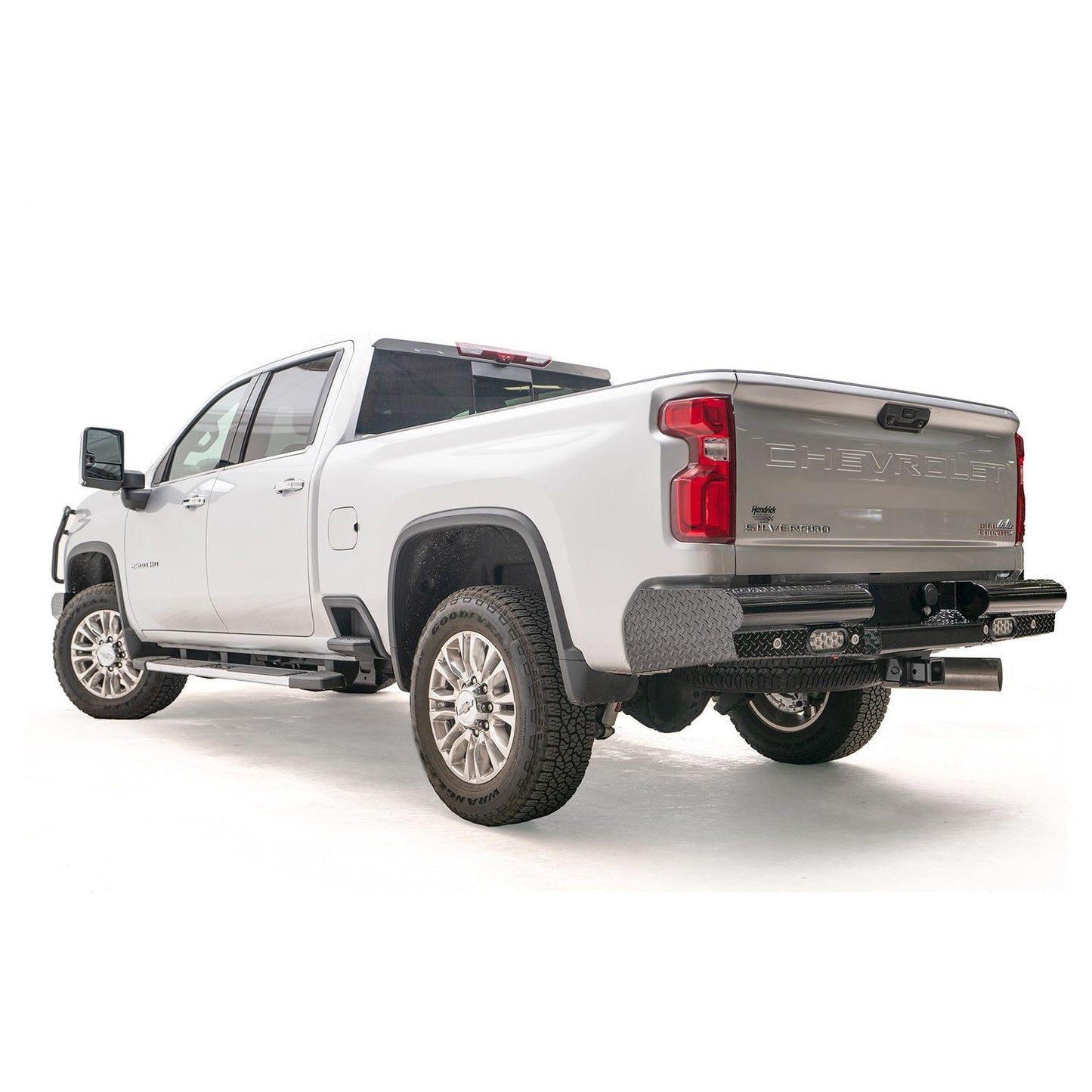 Fab Fours Black Steel Ranch Rear Bumper w/Steel Tread Plate l CH20-T4950-1
