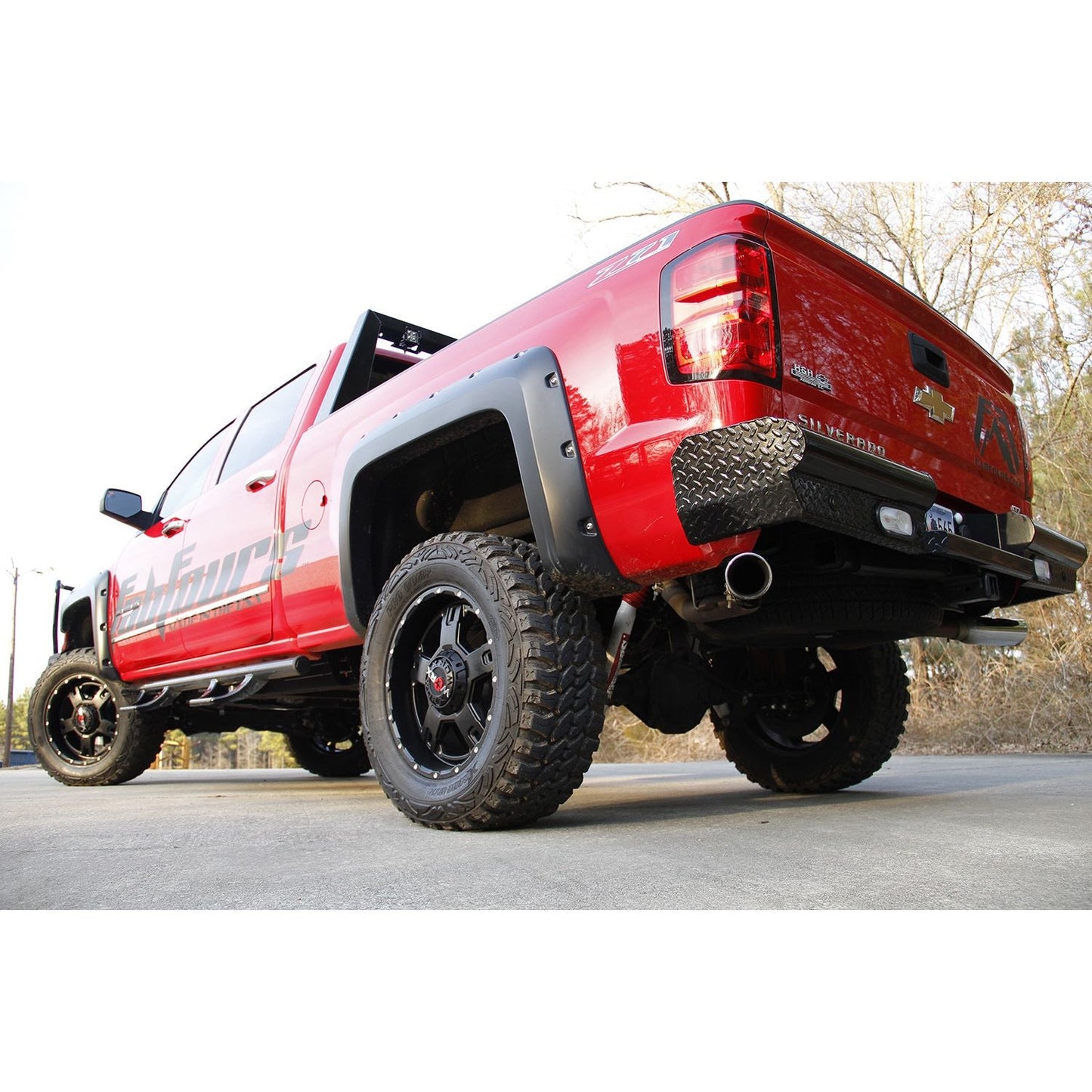 Fab Fours Black Steel Ranch Rear Bumper 2 Stage Black Powder Coated l CS14-T3150-1