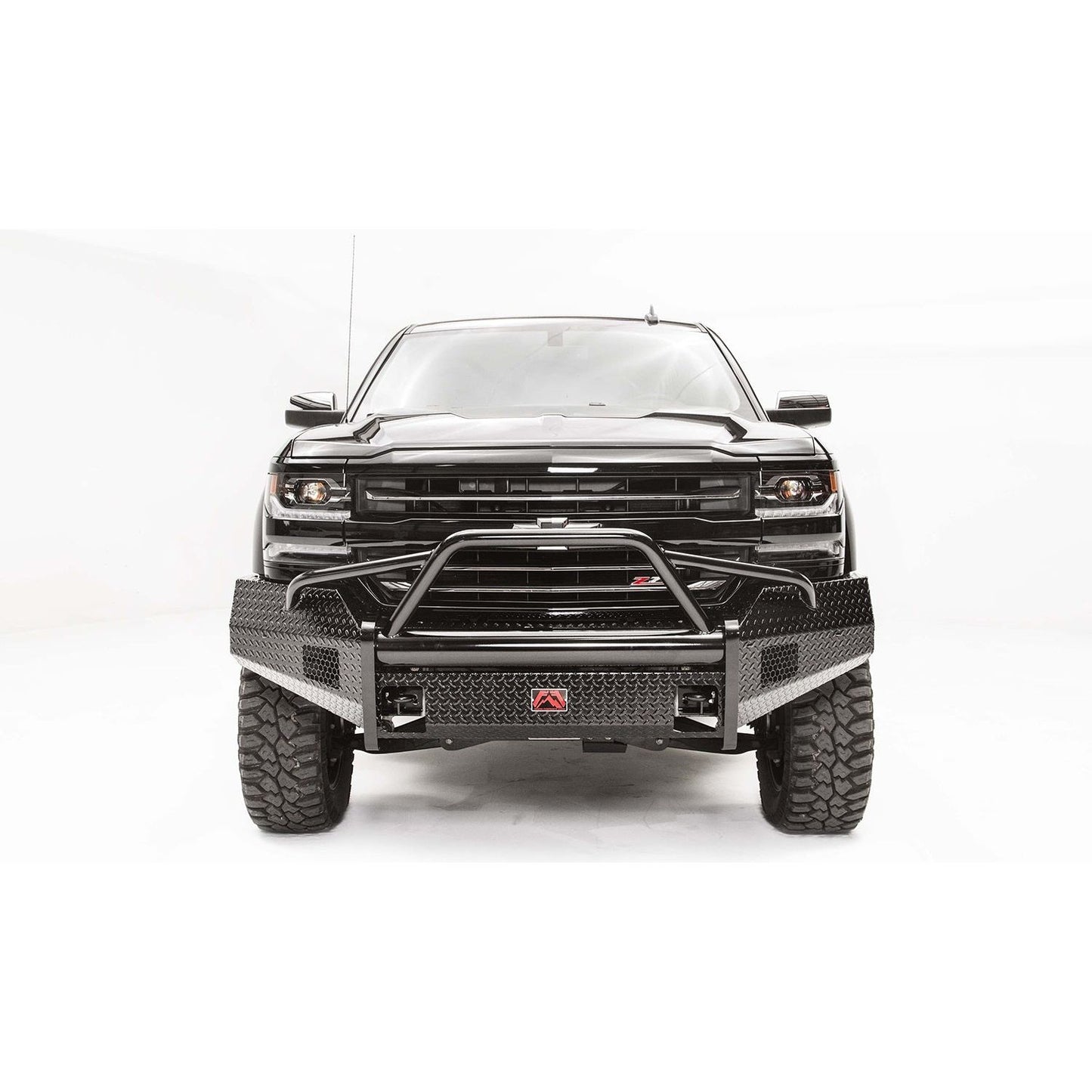 Fab Fours Black Steel Front Bumper 2 Stage Black Powder Coated w/Pre-Runner Guard l CS16-K3862-1