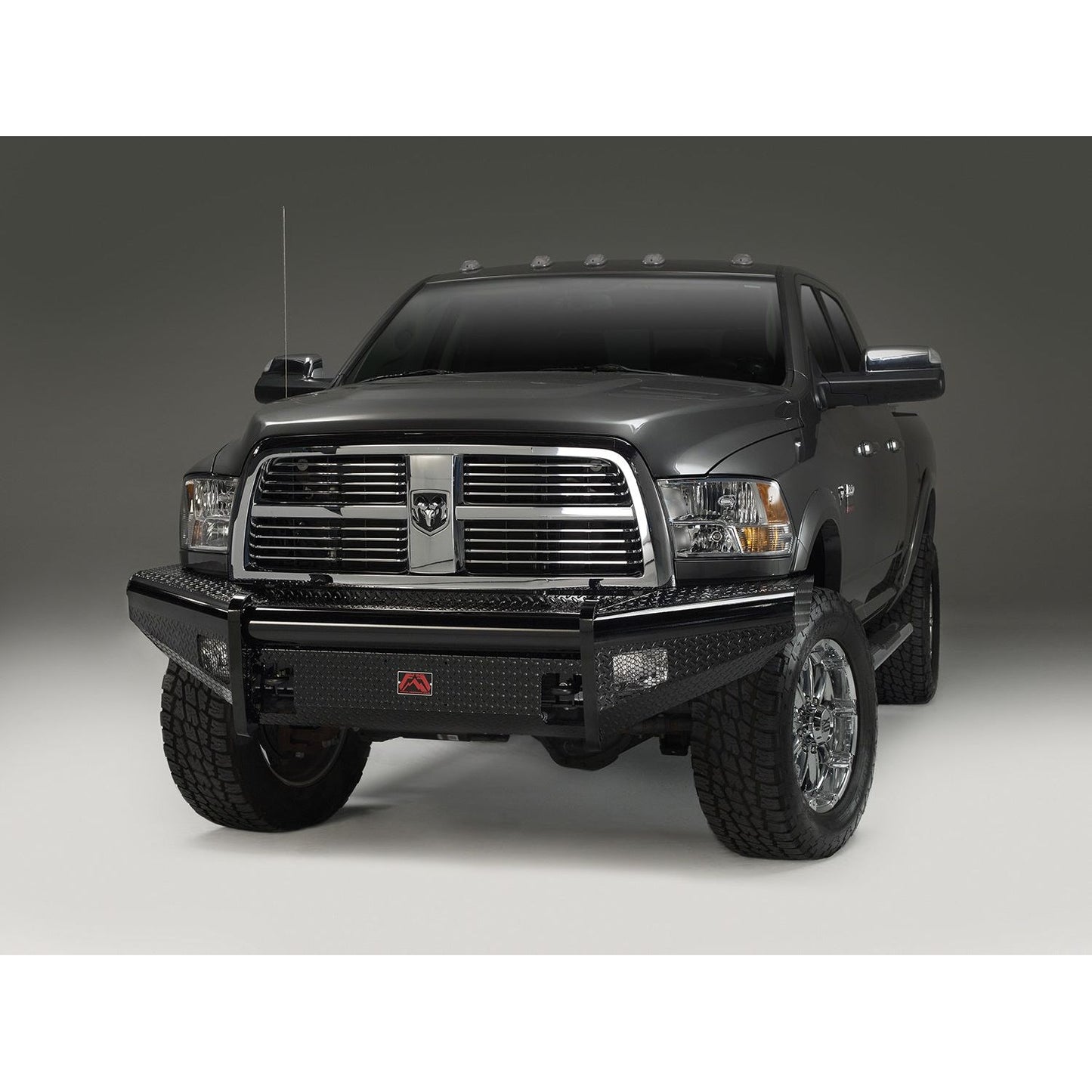 Fab Fours Black Steel Front Ranch Bumper 2 Stage Black Powder Coated w/o Full Grill Guard Incl. Light Cut-Outs l DR10-S2961-1