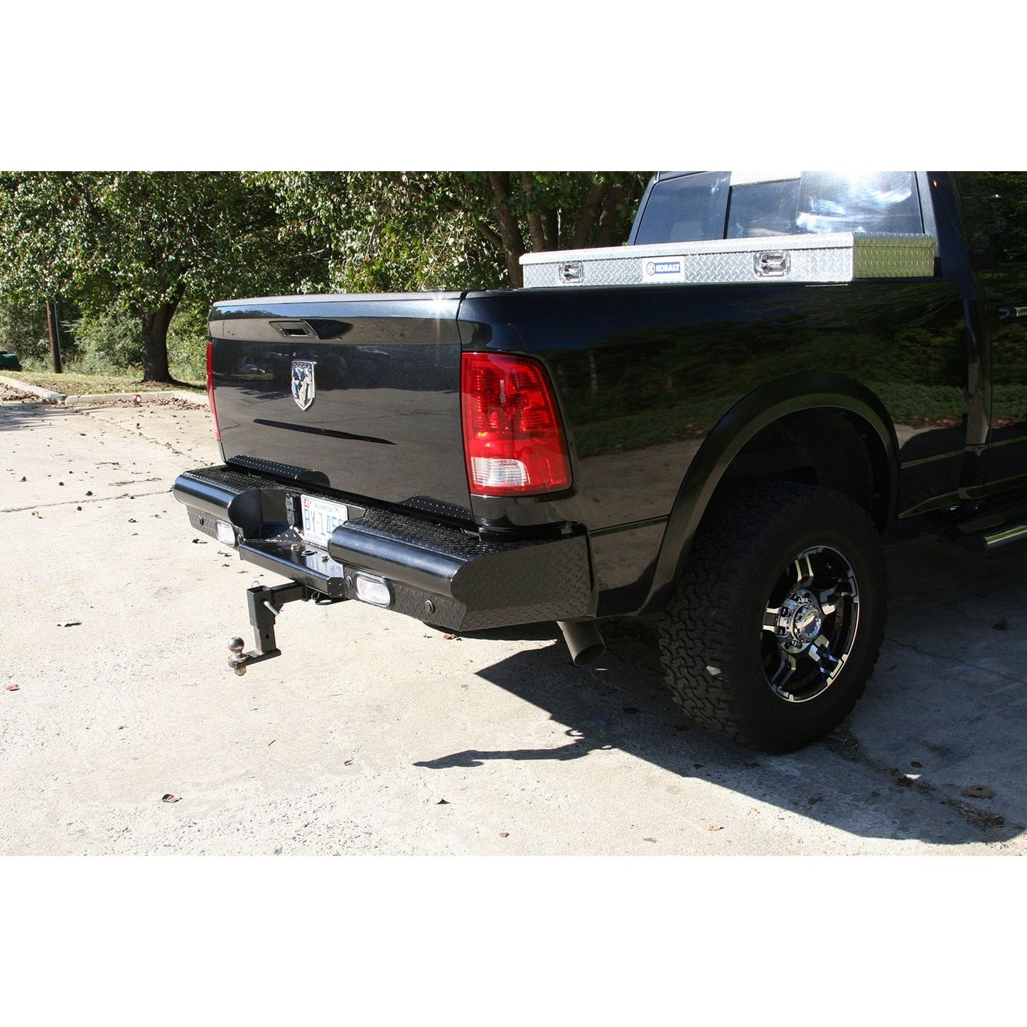 Fab Fours Black Steel Ranch Rear Bumper 2 Stage Black Powder Coated l DR10-T2950-1