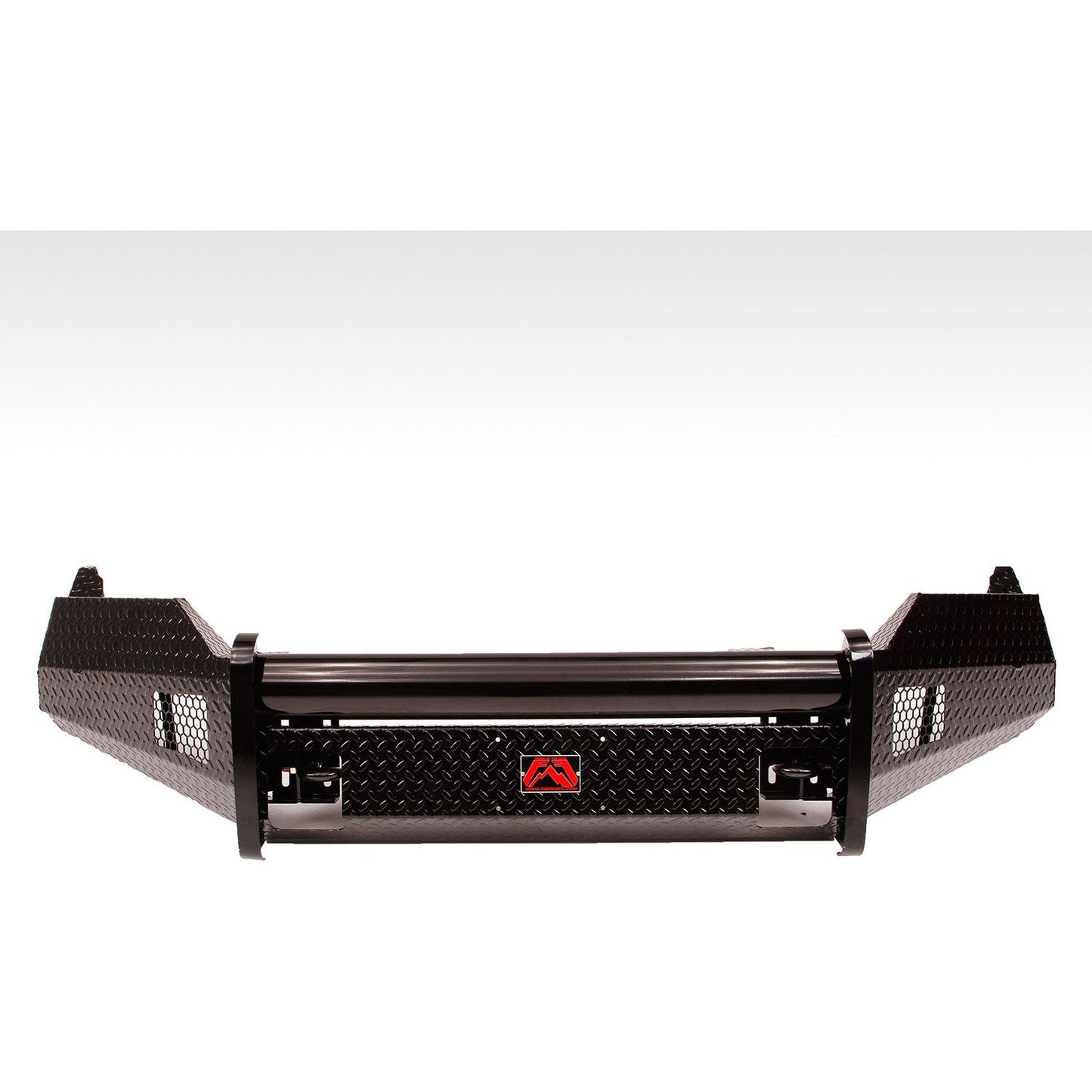 Fab Fours Black Steel Front Bumper 2 Stage Black Powder Coated w/o Grill Guard w/Tow Hooks l DR13-K2961-1