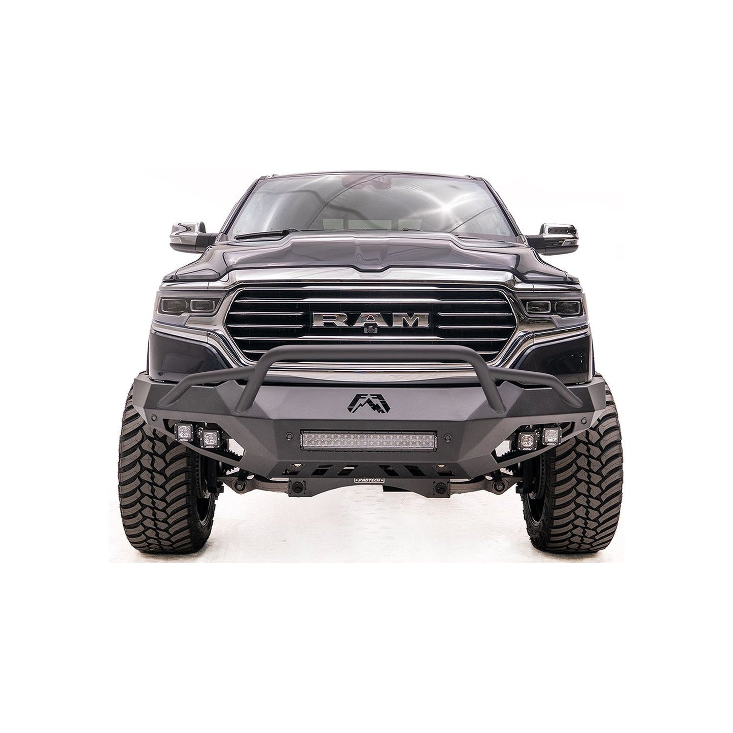 Fab Fours Vengeance Front Bumper 2 Stage Black Powder Coated Pre-Runner Guard l DR19-D4252-1