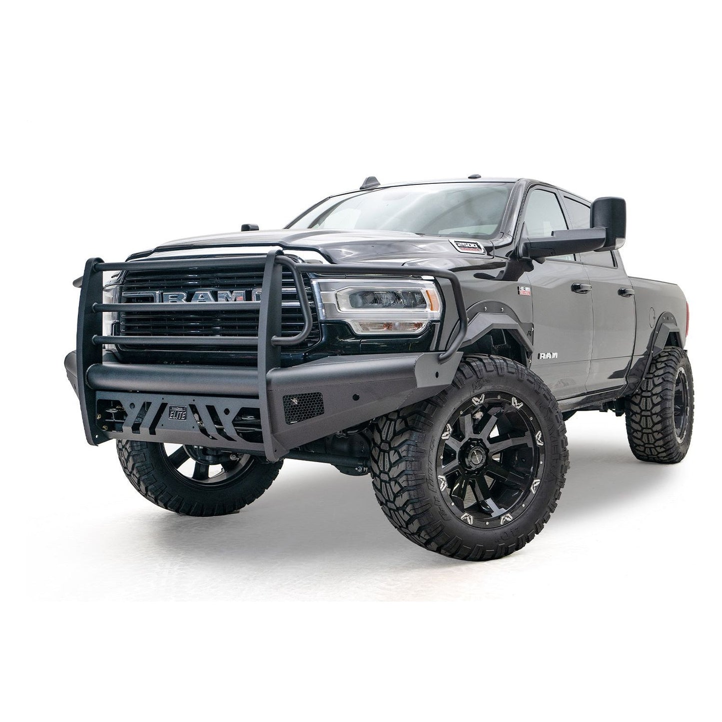 Fab Fours Elite Front Bumper Black Steel Front w/Full Guard l DR19-Q4460-1