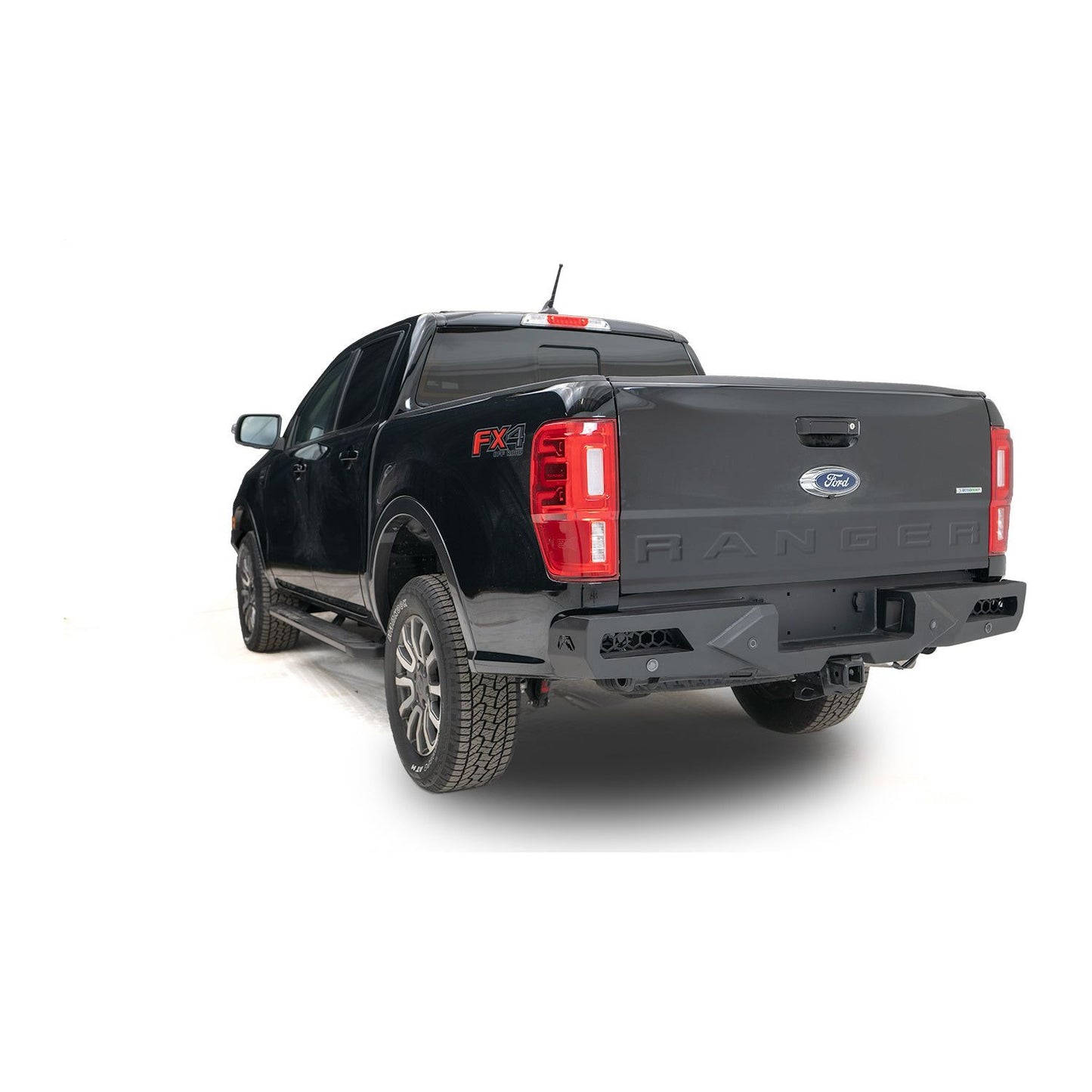 Fab Fours Vengeance Rear Bumper 2 Stage Black Powder Coated w/Sensors l FR19-E4851-1