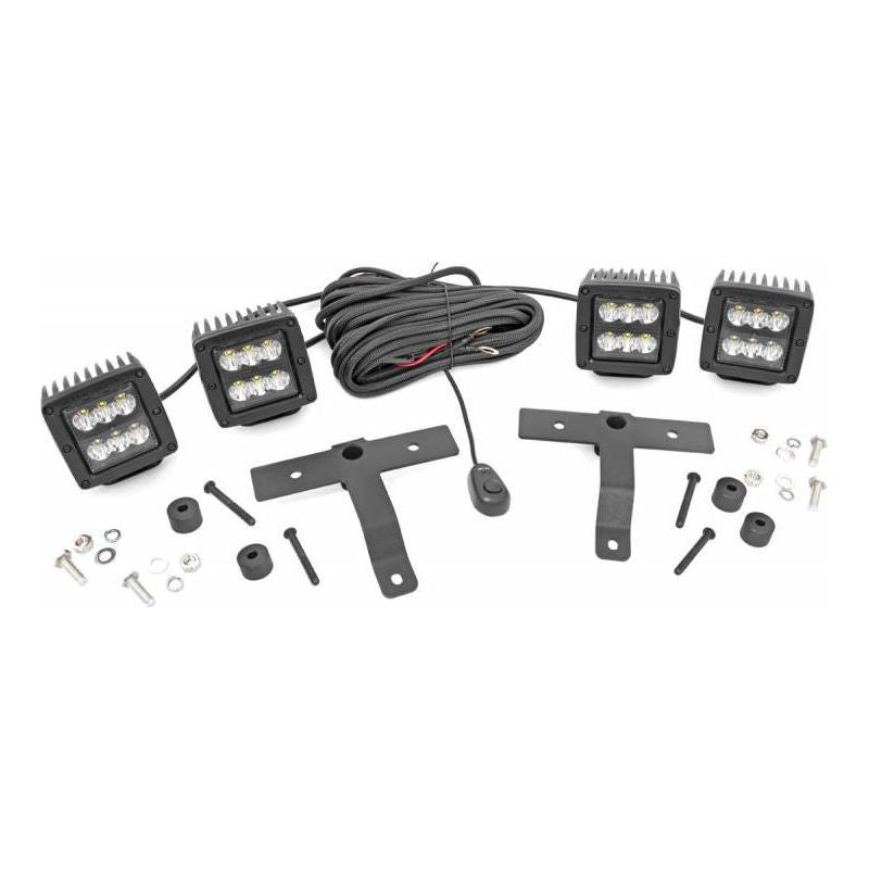 Rough Country Jeep Quad LED Light Pod Kit - Black Series (18-C JL / 20-C  Gladiator)