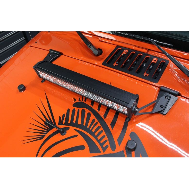 FISHBONE OFFROAD | 2007-18 Wrangler Fishbone Hood Light Mount Brackets Black Powder Coat | FB21066